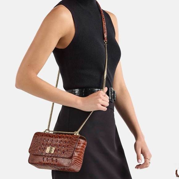 Brahmin NWT Rosa Sriracha Vanderbilt Red Croc-Embossed Crossbody & Dustbag - Picture 7 of 9